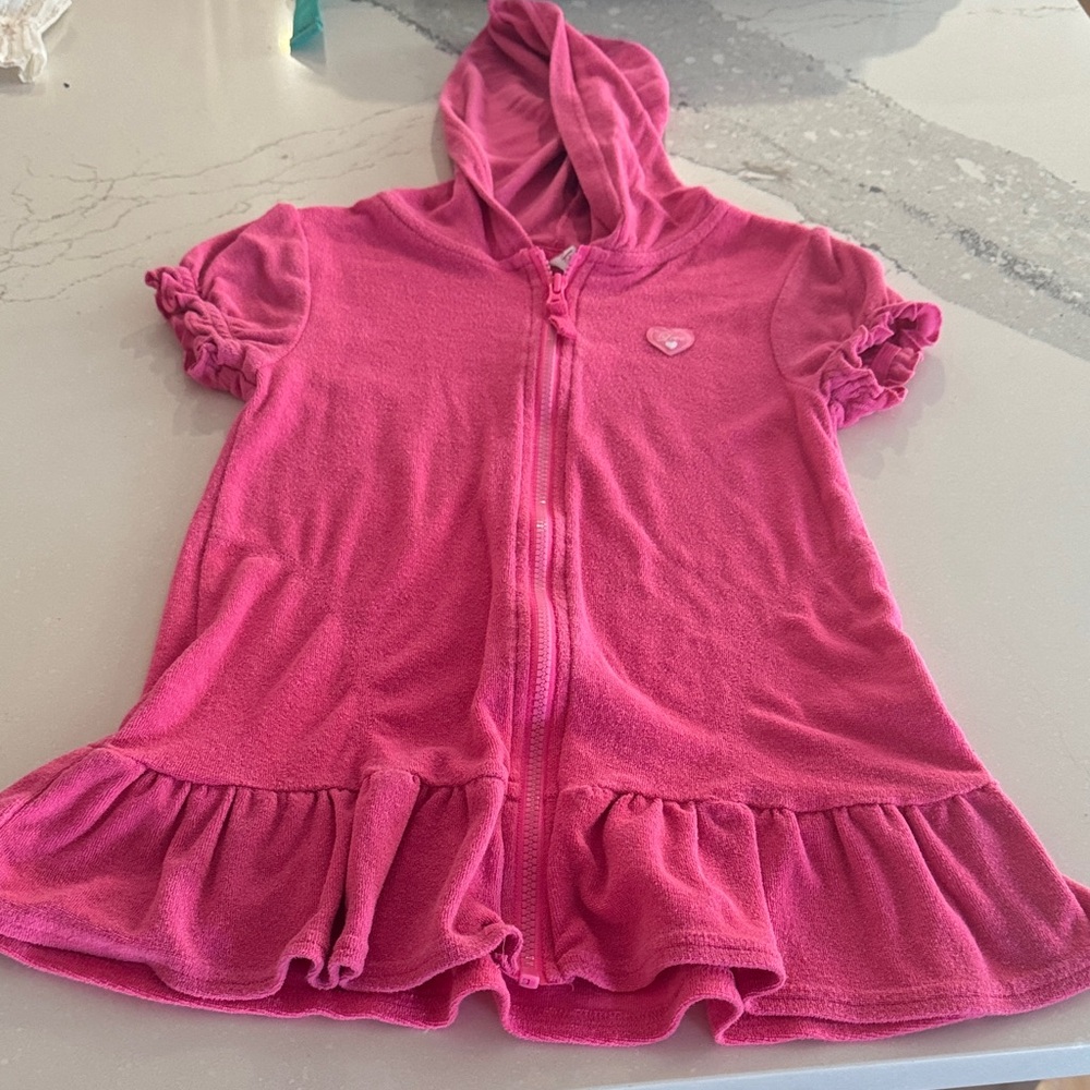 Pink Hooded Swim Cover Up Dress